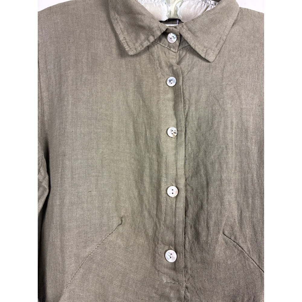 Elena Baldi linen dress M Green Made in Italy NWT minimalist beach summer - Picture 2 of 7